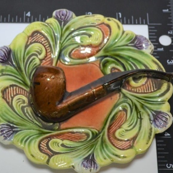 Trinket Dish/Ashtray With Pipe Faint Makers Mark On Bottom - Picture 5 of 5